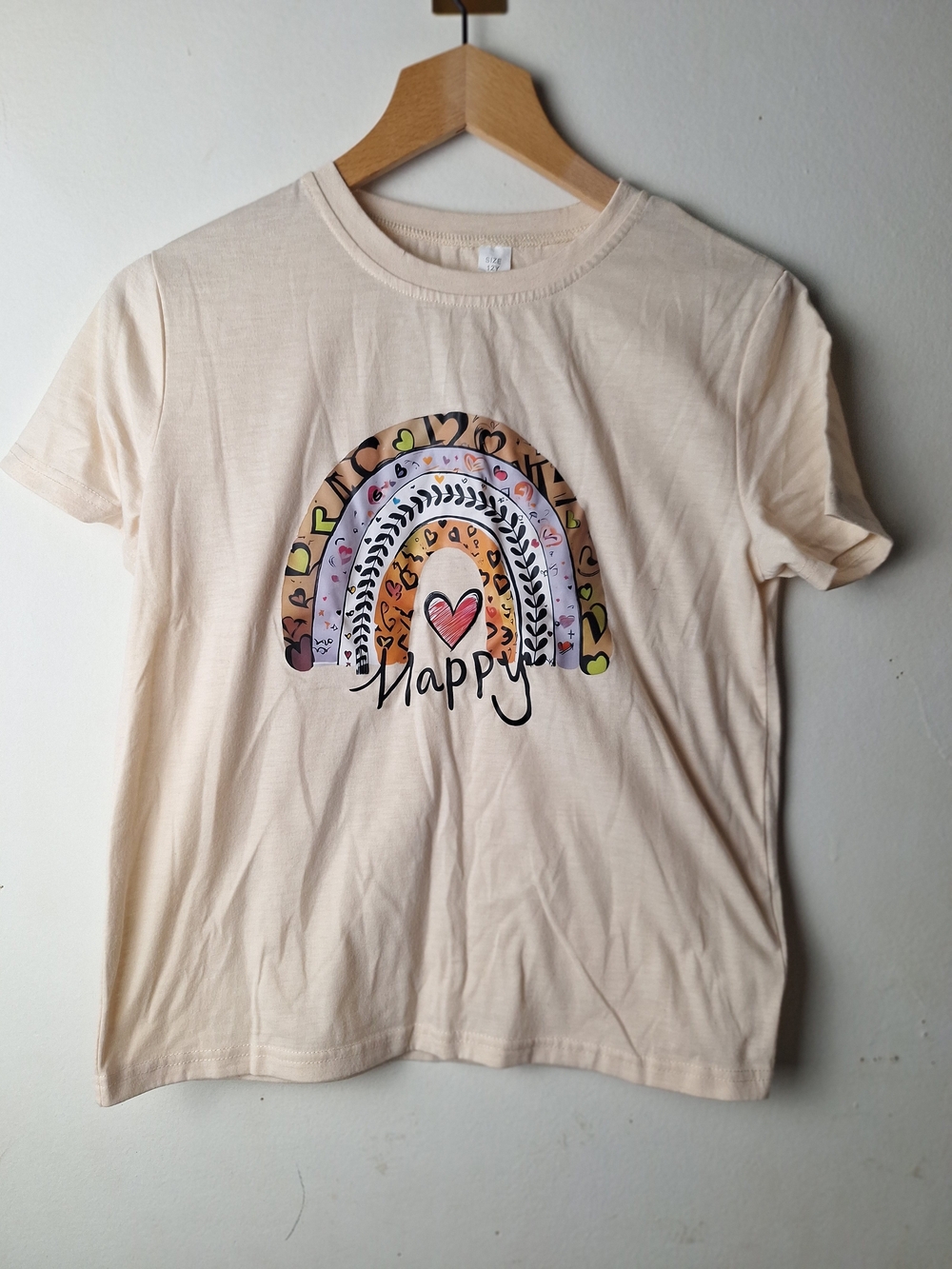 Happy Rainbow Graphic Kids T‑Shirt - Cream